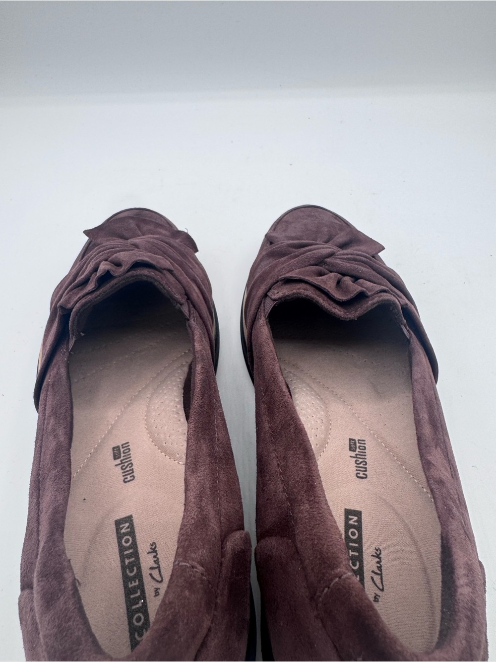 Clarks Brown Suede Knotted Vamp Loafers sz8m - Picture 9 of 9